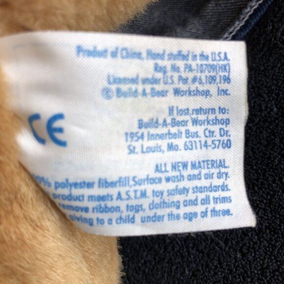 Build A Bear Teddy Bear Picnic Tan Bear Denim Jumper Matching Hat  12 " - Picture 8 of 8